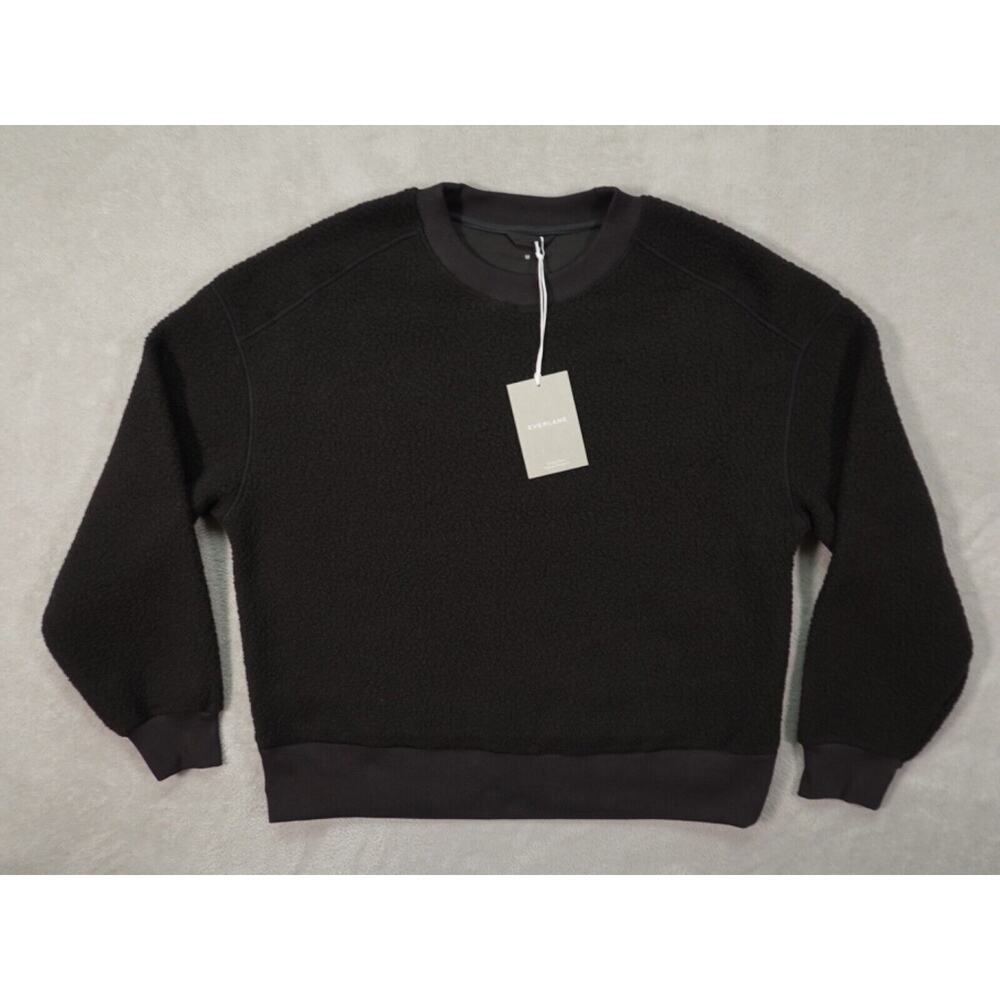 Everlane Womens Black 100% Polyester Pullover Teddy Sweater Size M